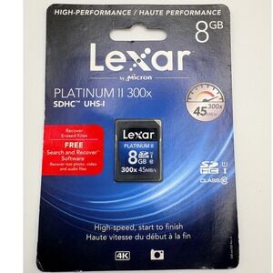 Lexar Platinum II 8GB SDHC Memory Card Canon Nikon Sony Samsung NEW SEALED